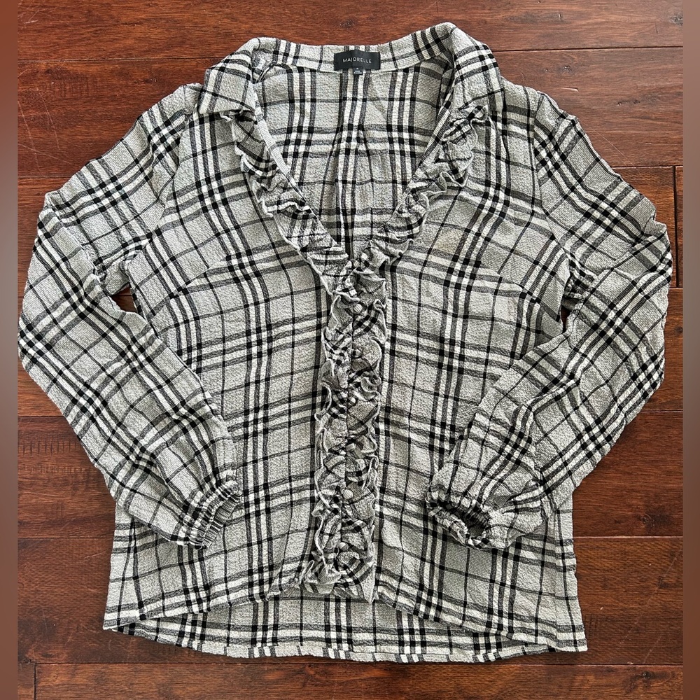 Majorelle Plaid Ruffle Blouse